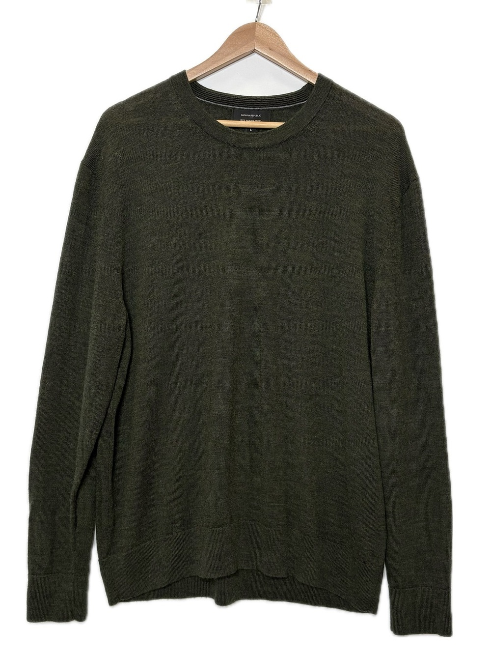 Banana Republic Factory Mens Merino Wool Sweater Size Large Olive Crewneck